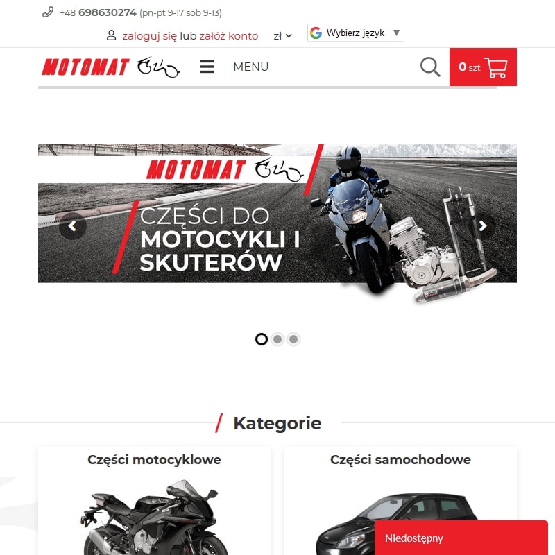 Sklep z częściami do motocykli