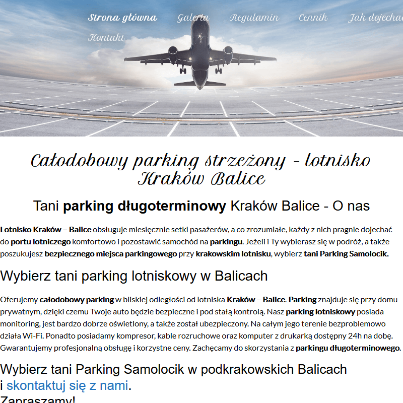 Parking lotnisko - Kraków